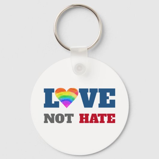 Liefde Niet Haat Grafisch Vet Hart Regenboog Op Wi Sleutelhanger (Voorkant)
