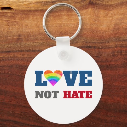 Liefde Niet Haat Grafisch Vet Hart Regenboog Op Wi Sleutelhanger (Achterkant)