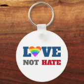 Liefde Niet Haat Grafisch Vet Hart Regenboog Op Wi Sleutelhanger (Voorkant)