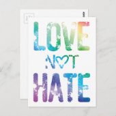 Liefde Niet Haat LGBTQ+ Pride Briefkaart (Voorkant / Achterkant)