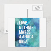  liefde niet haat maakt Amerika geweldig watercolo Briefkaart (Voorkant / Achterkant)
