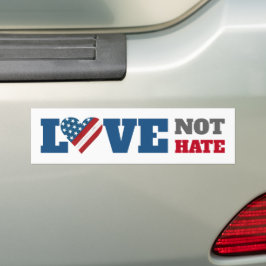 Liefde Niet Haat USA Vlag Vet Rustiek Hart Wit Bumpersticker