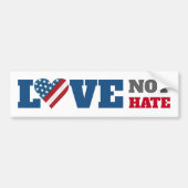 Liefde Niet Haat USA Vlag Vet Rustiek Hart Wit Bumpersticker (Voorkant)