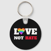Liefde Niet Haat Vet Hart Regenboog Op Zwart Graph Sleutelhanger (Voorkant)