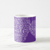 "Liefde niet haten" paarse hart slogan mok (Center)