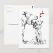 Liefde, nieuwsgierige welp, beer, kinderkamer, kin briefkaart (Voorkant / Achterkant)