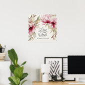 Liefde Nooit Fails Bijbel Verse Roze Bloemen Bruil Poster (Thuiskantoor)