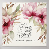 Liefde Nooit Fails Bijbel Verse Roze Bloemen Bruil Poster (Voorkant)