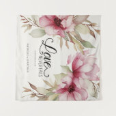 Liefde Nooit Fails Bijbel Verse Roze Bloemen Bruil Wandkleed (Voorkant (horizontaal))
