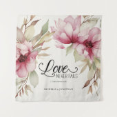Liefde Nooit Fails Bijbel Verse Roze Bloemen Bruil Wandkleed (Voorkant)