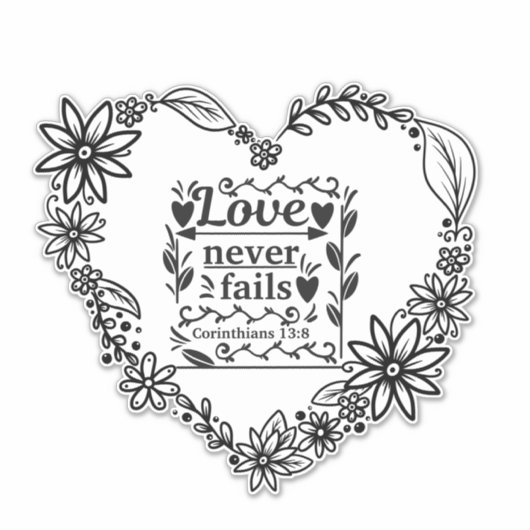 "liefde nooit mislukt" bijbel quote Vinyl Sticker (Voorkant)