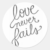 liefde nooit mislukt ronde sticker (Voorkant)