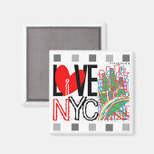 Liefde NYC & Live in NYC vierkante magneet (Voorkant / Achterkant)