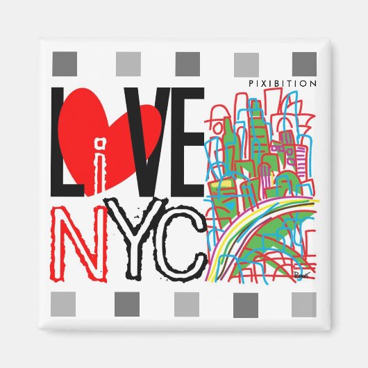 Liefde NYC & Live in NYC vierkante magneet (Voorkant)