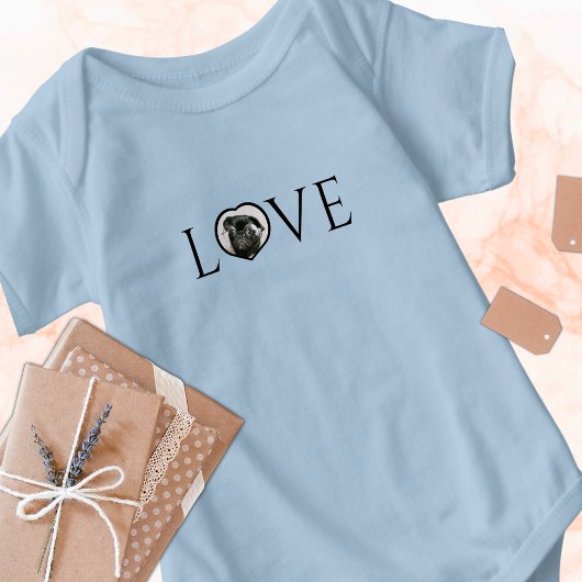 Liefde, O is aangepast hart foto Witte Schrift Romper