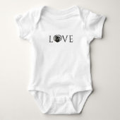 Liefde, O is aangepast hart foto Zwarte Script Romper (Voorkant)