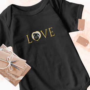 Liefde, O is aangepaste hartfoto Faux Gold T-Shirt