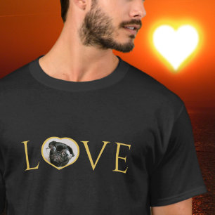 Liefde O is op maat gemaakte hartfoto Faux gold T-shirt