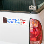 Liefde, Obey en Jezus Bumpersticker (Op Truck)