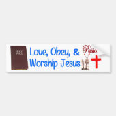 Liefde, Obey en Jezus Bumpersticker (Voorkant)