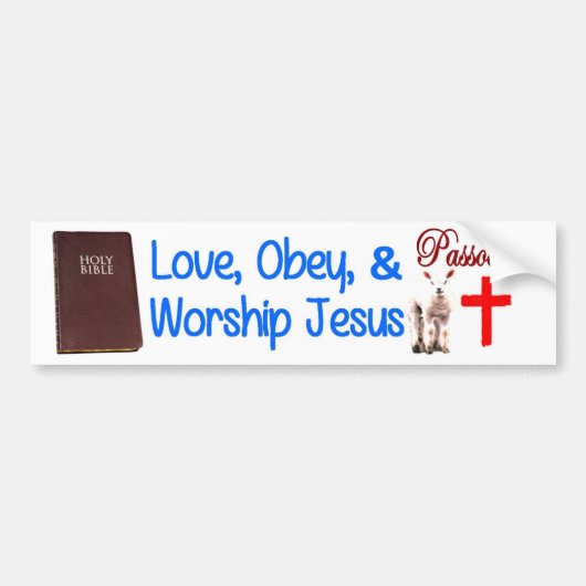 Liefde, Obey en Jezus Bumpersticker (Voorkant)