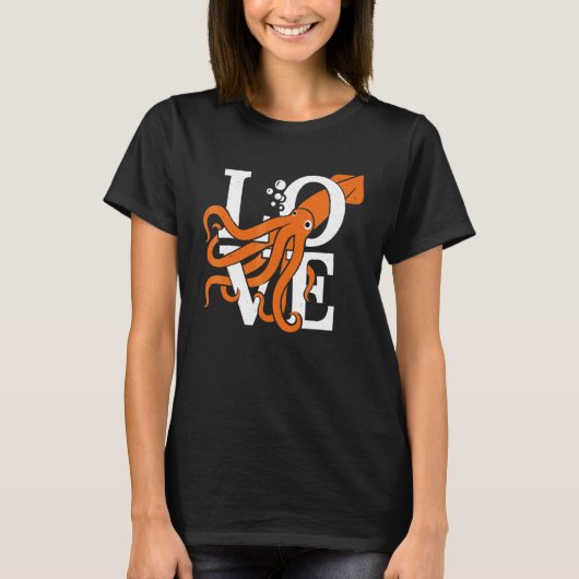 Liefde Octopus Zeekat Inktvis T-shirt (Voorkant)