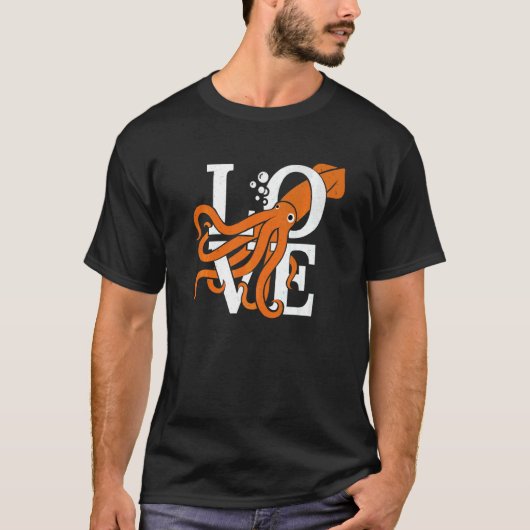 Liefde Octopus Zeekat Inktvis T-shirt (Voorkant)