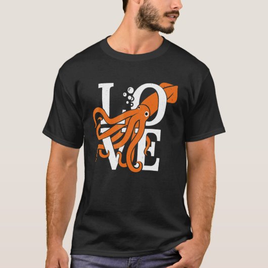 Liefde Octopus Zeekat Inktvis T-shirt (Voorkant)