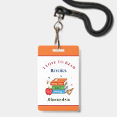 Liefde om boeken te lezen Lezer personaliseren Badge (Voorzijde met lanyard)