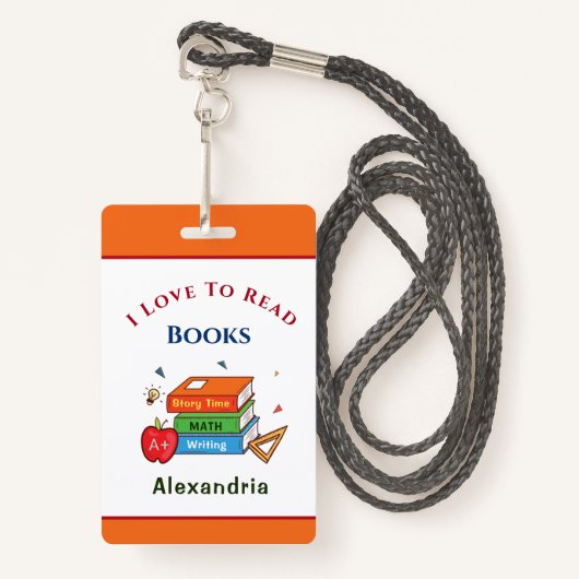 Liefde om boeken te lezen Lezer personaliseren Badge (Voorkant met draagriem)