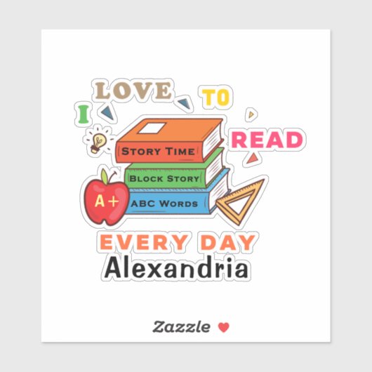 Liefde om boeken te lezen Lezer personaliseren Sticker (Vel)