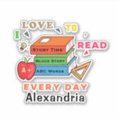 Liefde om boeken te lezen Lezer personaliseren Sticker (Voorkant)