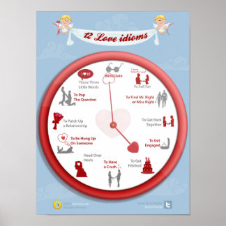 Liefde om de klok heen: 12 liefdeszuren poster