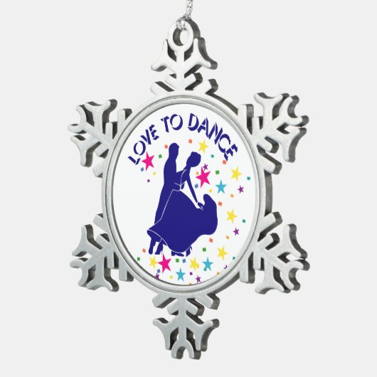 Liefde om te dansen tin sneeuwvlok ornament (Rechts)