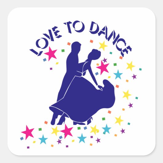 Liefde om te dansen vierkante sticker (Voorkant)