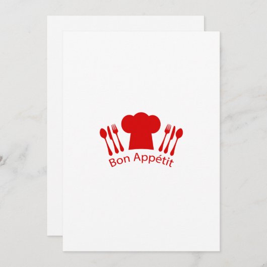 Liefde om te koken Chef Pet Bon Appetit Kaart (Voorkant / Achterkant)