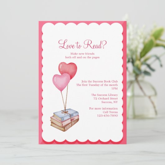 Liefde om te lezen Book Club uitnodiging (Staand voorkant)