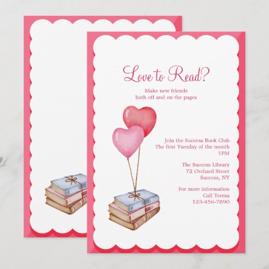 Liefde om te lezen Book Club uitnodiging (Voorkant / Achterkant)