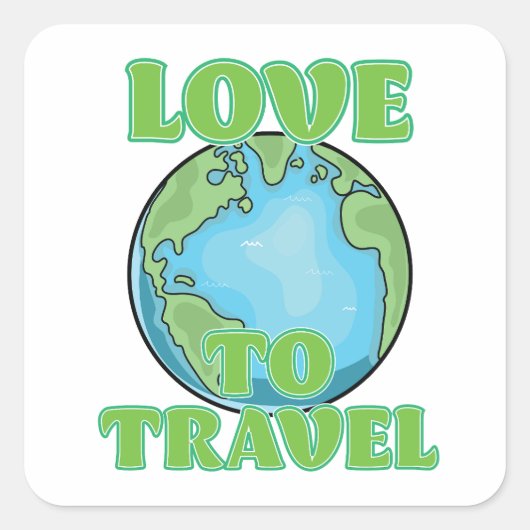 Liefde om te reizen vierkante sticker (Voorkant)