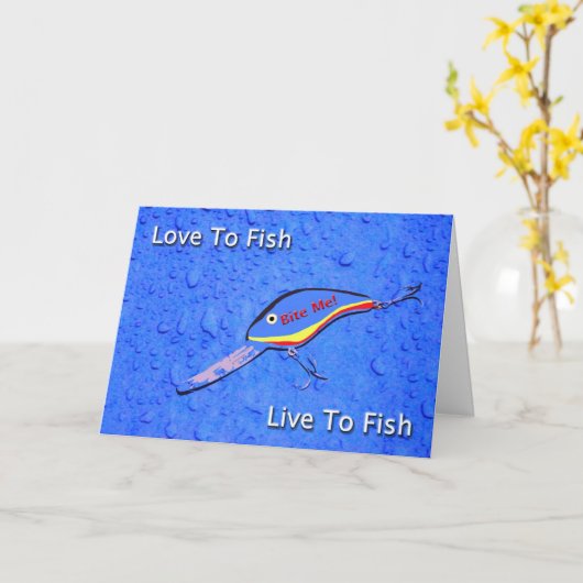 Liefde om te vissen Live to Fish Verjaardag Kaart (Gele Bloem)