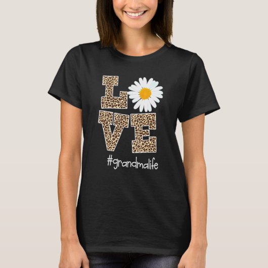 Liefde Oma Leven Leopard Daisy Bloem - Moeders D T-shirt (Voorkant)