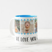 Liefde Oma Sweet Blue 4 Fotocollage Mok (Voorkant links)