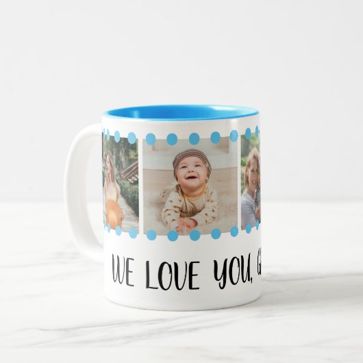 Liefde Oma Sweet Blue 4 Fotocollage Mok (Voorkant links)