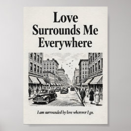 Liefde Omringt Me Overal Vintage Affirmatie Poster