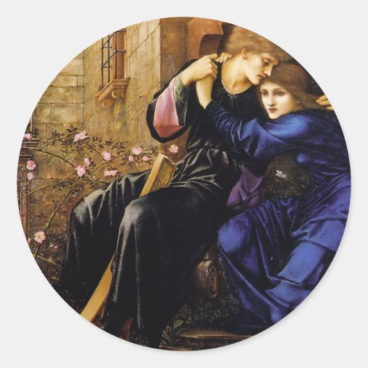 Liefde onder de ruïnes Pre-Raphaelite Art Ronde Sticker (Voorkant)