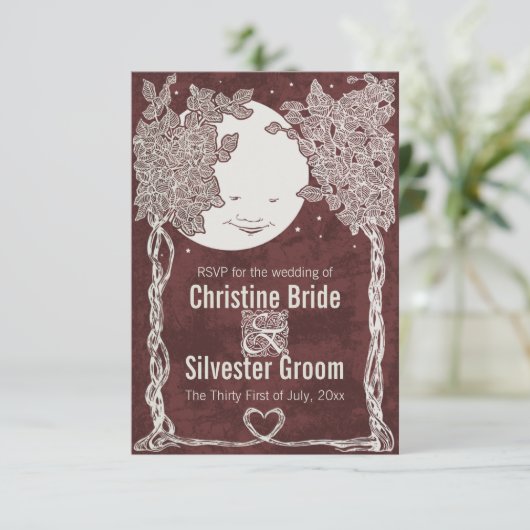 Liefde onder de sterren, 3,5x5 RSVP Kaartje (Staand voorkant)