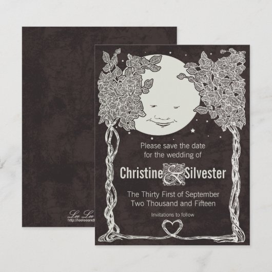 Liefde onder de sterren, bewaar de datum save the date (Voorkant / Achterkant)