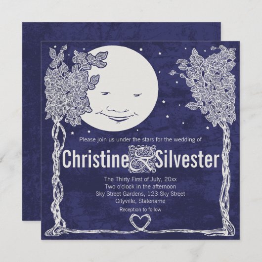 Liefde onder de sterren, bruiloft kaart (Voorkant / Achterkant)
