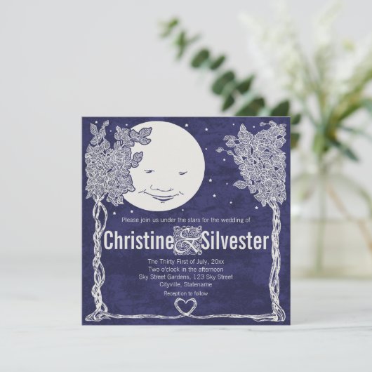 Liefde onder de sterren, bruiloft kaart (Staand voorkant)