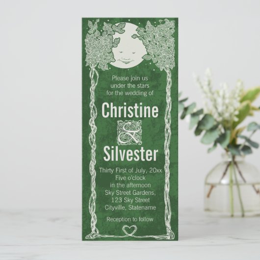 Liefde onder de sterren, bruiloft kaart (Staand voorkant)
